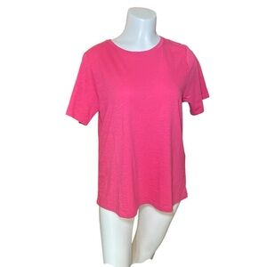 Eileen Fisher Organic Cotton Pink Slubby Jersey Tee sz XS